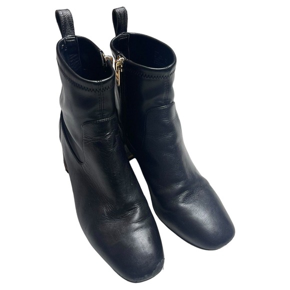 Coach Nala Bootie Leather Monogram Black Chunky Heel Side Zip Ankle Boot 6 - Picture 16 of 16